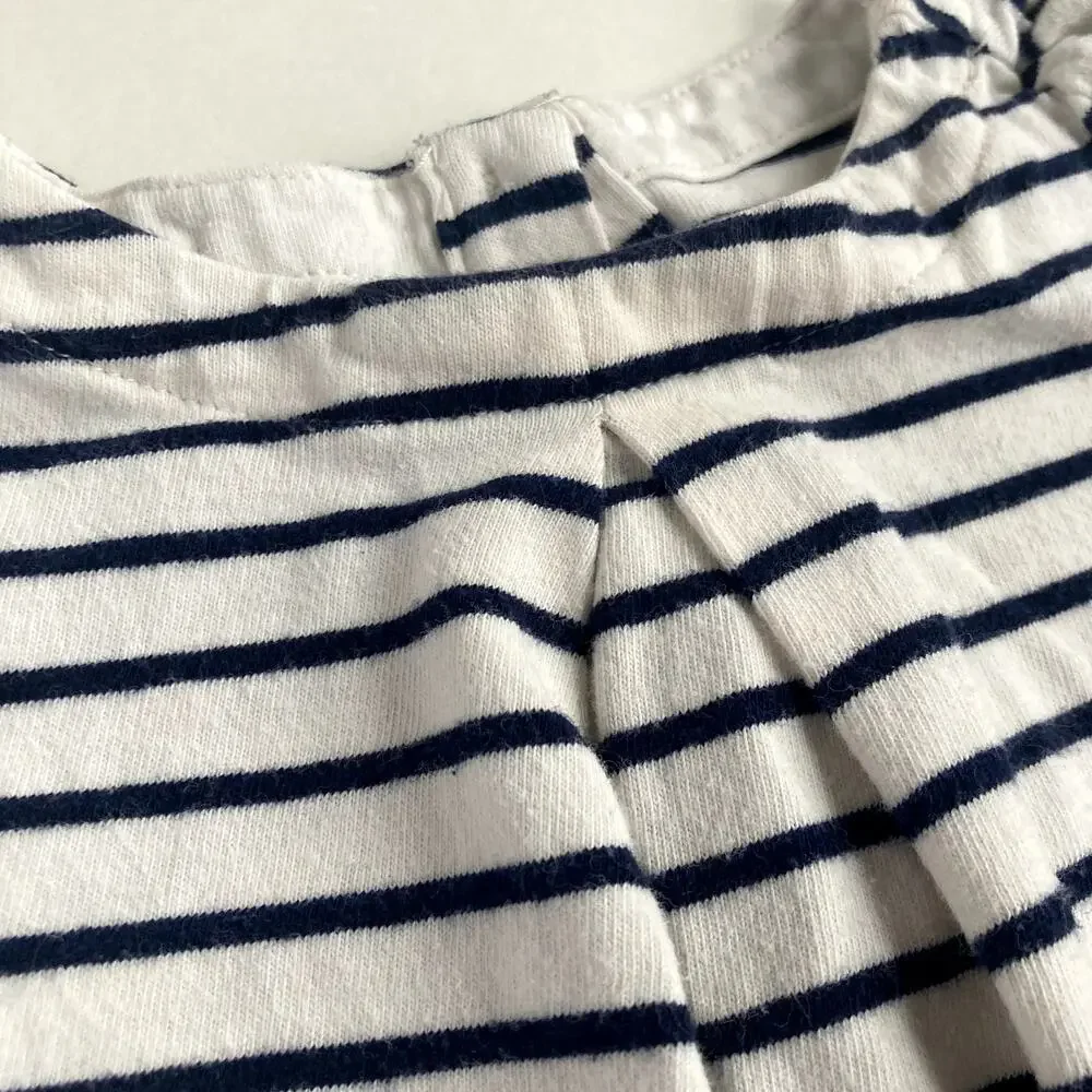 Baby Gap Striped Bunny Pocket Dress - Ivory Frost Blue - 3-6M